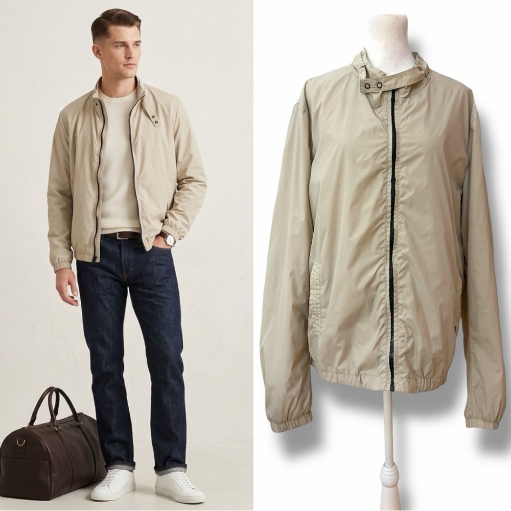 Members Only Packable Windbreaker Mariner Jacket Tan Khaki Size Large